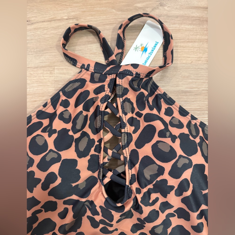 Leopard Print Halter Bikini Set - Picture 2 of 3